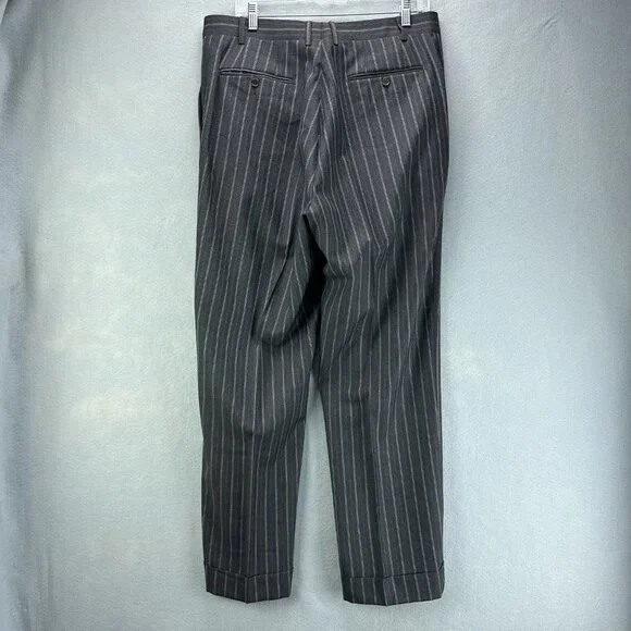Mabro Suit Mens IT 54L‎ US 44L 2PC 34x30.5 Brown Blue Striped Wool Super 100s